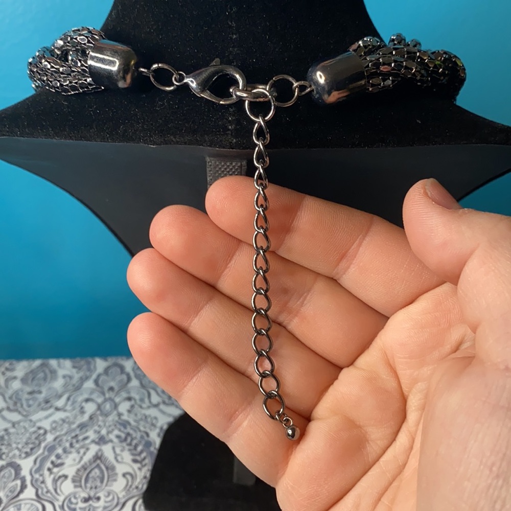 Vintage Express Gray Braided Statement Necklace - image 3